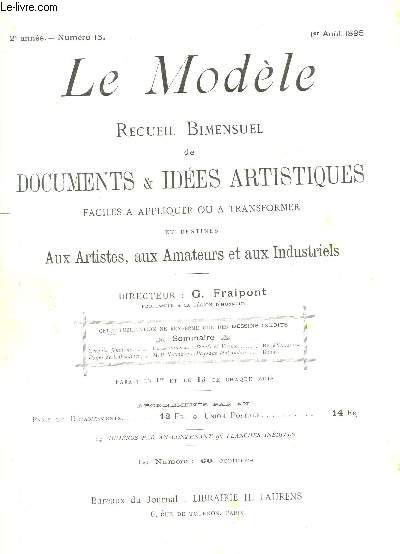LE MODELE - 2e ANNEE - N15 - 1er aout 1895 / Croquis fminins - Pages de calendrier - Boeufs et veaux - Paysage Hollandais / COMPLET.