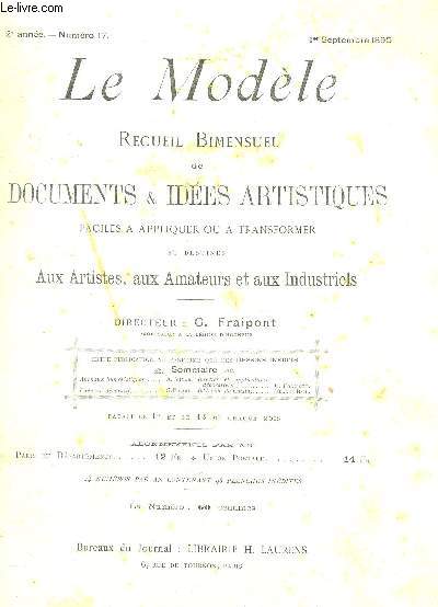 LE MODELE - 2e ANNEE - N17 - 1er septembre 1895 / Animaux humoristiques - Panneau dcoratif - Insectes et applications dcoratives - Intrieur de cuisine / COMPLET.