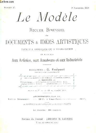 LE MODELE - 1e ANNEE - N21 - 1er novembre 1894 / Herault d'Armes - Paysages andalous - documents de Marines - Etudes de chats.