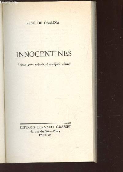INNOCENTINES - Poemes pour enfants et quelques adultes.