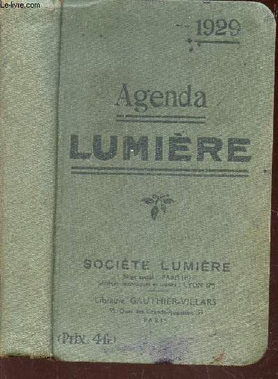 AGENDA LUMIERE - ANNEE 1929.