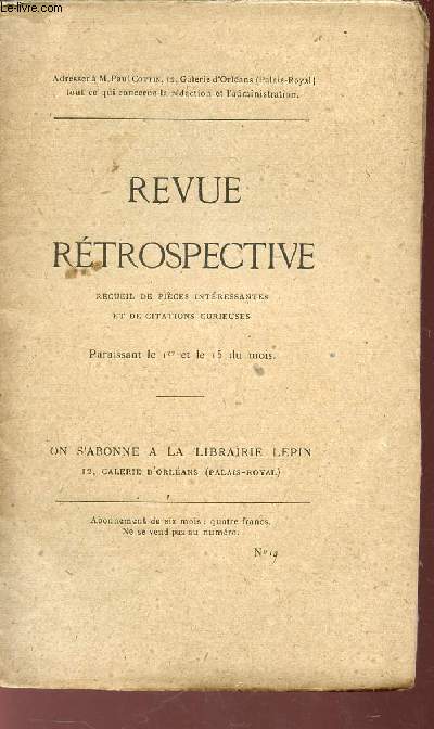 REVUE RETROSPECTIVE - N19 / Lettre du prince Auguste-Guillaume au marquis de Valory (1757) - Archives de la Bastille (dbut).