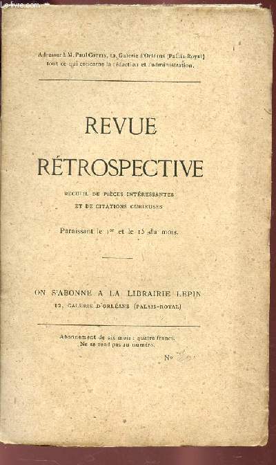 REVUE RETROSPECTIVE - N20 / Archives de la Bastille (suite et fin) / La prise du bourget (30 octobre 1870).