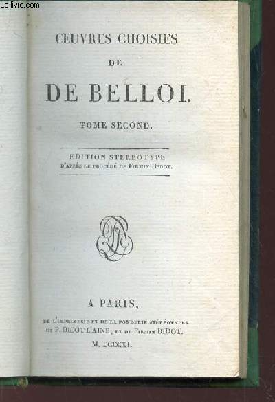 OEUVRES CHOISIES DE DE BOILLOI - TOME SECOND.
