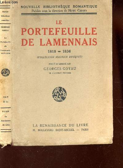 LE PORTEFEUILLE DE LAMENNAIS - 1818-1836 (COLLECTIN MAURICE BUCQUET) / NOUVELLE BIBLIOTHEQUE ROMANTIQUE.