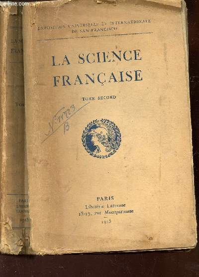 LA SCIENCE FRANCAISE - TOME SECOND / COLLECTION 