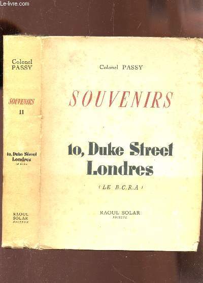SOUVENIRS - 10, DUKE STREET LONDRES (LE B.C.R.A.)