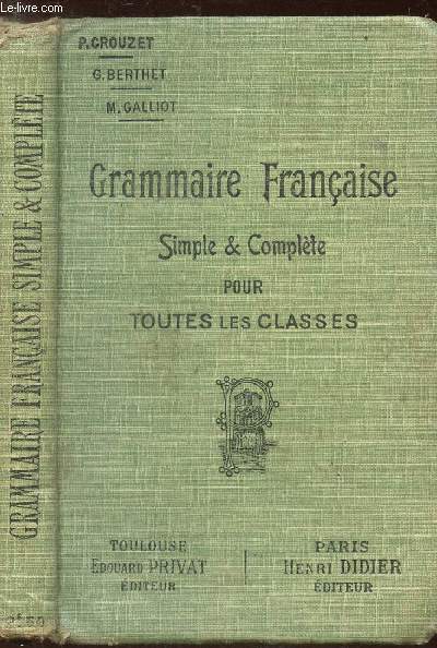 GRAMMAIRE FRANCAISE SIMPLE ET COMPLET POUR TOUTES LES CLASSES