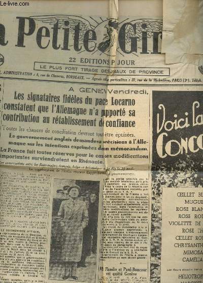 LA PETITE GIRONDE - 66e ANNEE - 12 AVRI. 1936 / L4UNION REPUBLICAINE - la tURQUIE DEMANDE LE REMANIEMENT DES CLAUSES DE LA CONVENTION DES DETROITS - LE BAC MARIN ROYAN POINTE DE GRAVE etc...