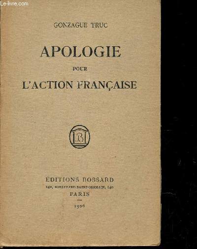 APOLOGIE POUR L'ACTION FRANCAISE.