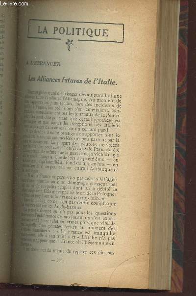 ESSAIS CRITIQUES / LES ALLIANCES FUTURES DE L'ITALIE / LES SEPT PARMI LES HOMMES / L'HERODIENNELa maison cerne / Les Goyesques / LES CONCERTS / M. ALBERT HERMANT / REVUE DES REVUES.