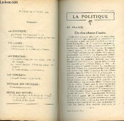 ESSAIS CRITIQUES - N54 - 1er avril / Un clou chasse l'autre - La dportation de M. de Unamuno / Cholra (J. Delteil) - June, Philippe et l'Amiral / Le tombeau sous l'arc de triomphe - Il faut que chacun soit a sa place etc...