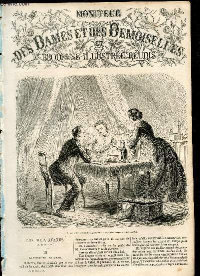 MONITEUR DES DAMES ET DES DEMOISELLES ET BRODEUSE ILLUSTREE REUNIS -juillet 1867 / Les deux avares / Toilette de ville et de campagne, du matin / 1 gravure couleurs / CAche pot / Brioche en laine / Ecran / etc...