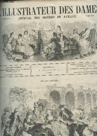 L'ILLUSTRATEUR DES DAMES - 2e Anne - N23 - 8 Juin 1862 / Courrier de la mode /Les femmes de Robert Burns / LA soeur du tasse / Bavoir au crochet / Blague a ucrochet / La comtesse de Foix / Garniture , manchette brodes / etc...