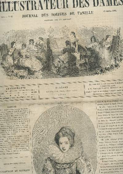 L'ILLUSTRATEUR DES DAMES - 2e Anne - N42 - 19 oct 1862 / Catherie de Bourbon / La Saintze Ccile a CAtane / Histoire d'une statue / Beauvais / Bordure a crochet / Coins de mouchoir brod etc...