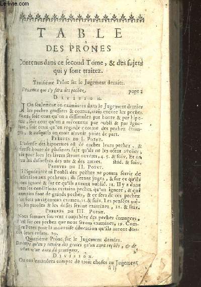 TABLE DES PRONES - TOME II.