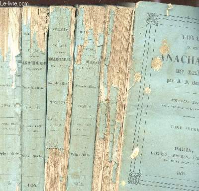 VOYAGE DU JEUNE ANACHARSIS EN GRECE - - EN 5 VOLUMES / DU TOME PREMIER AU TOME CINQUIEME INCLUS.