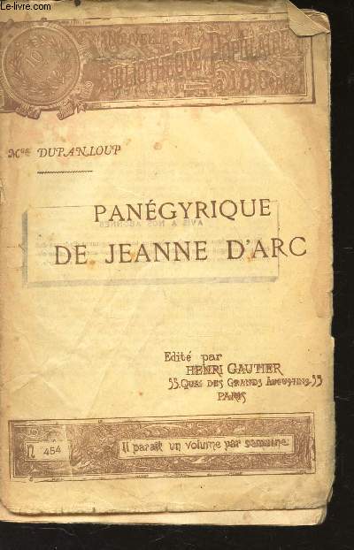 PANEGYRIQUE DE JEANNE D'ARC / N0454 DE LA NOUVELLE BIBLIOTHEQUE POPULAIRE..