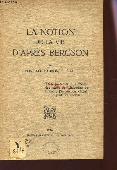 LA NOTION DE LA VIE D'APRES BERGSON
