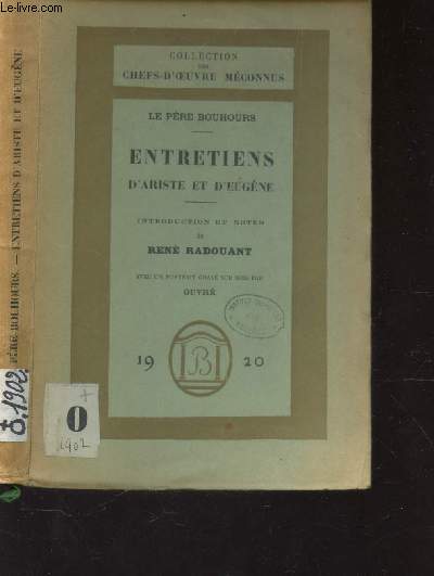 ENTREITENS D'ARISTE ET D'EUGENE / COLLECTION DES CHEFS D'OEUVRE MECONNUS.