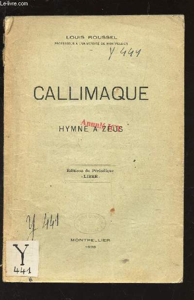 CALLIMAQUE - HYMNE A ZEUS.