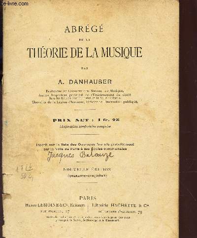 ABREGE DE LA THEORIE DE LA MUSIQUE / NOUVELLE EDITION
