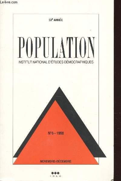 POPULATION - 53e ANNEE - N6 - ANNEE 1998 - NOV-DEC.
