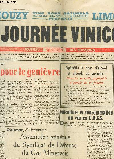 LA JOURNEE VINICOLE - N10.692 - 29 DECEMBRE 1962 /