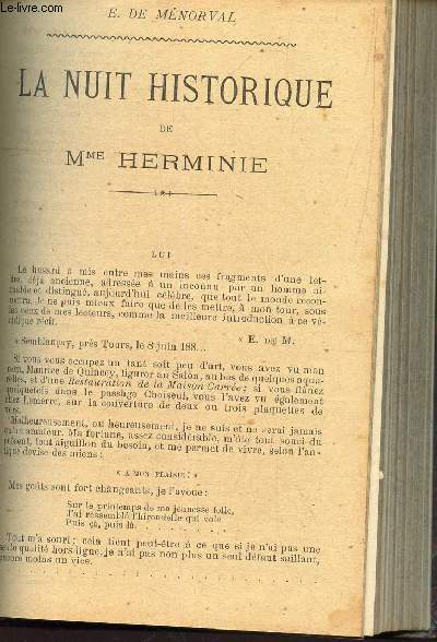 LA NUIT HISTORIQUE DE Mme HERMINIE