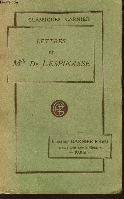 LETTRES DE Mlle DE LESPINASSE / COLLECTION 