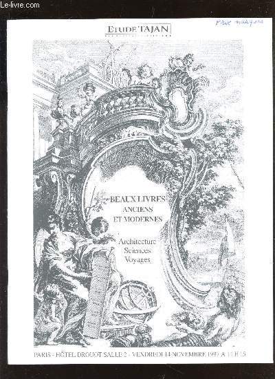 CATALOGUE DE VENTE AUX ENCHERES - BEAUX LIVRES ET MODERNES - Architectures Sciences Voyages / A DROUOT LE 14 NOVEMBRE 1997