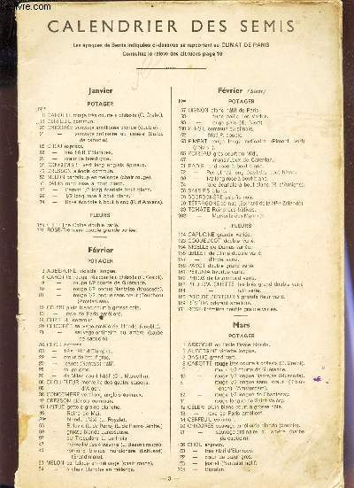 LE PAYSAN : CALENDRIER DES SEMIS - ET CULTURE.