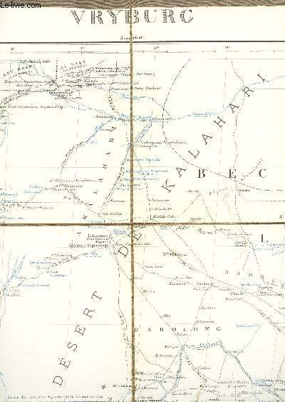 UNE CARTE ENTOILEE DEPLIANTE EN NOIR ET BLANC ET COULEUR DE VRYBURG - AFRIQUE (Region centrale) - Flle N54 - ECHELLOE 1/2.000.000 / DE DIMENSION 53 Cm X 47 Cm ENVIRON.