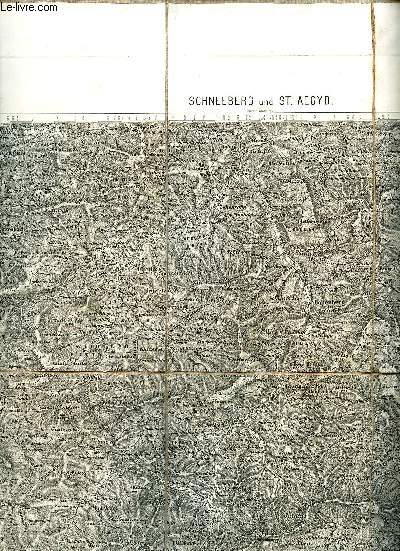 UNE CARTE ENTOILEE DEPLIANTE EN NOIR ET BLANC DE SCHNEEBERG und ST AECYD - ZONE 14 - COL. XIII / ECHELLE 1/60000 - 1/1000000 / DE DIMENSION 50 X 40 Cm ENVIRON.