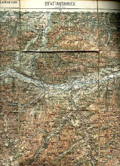 UNE CARTE ENTOILEE DEPLIANTE EN COULEURS DE INNSBRUCK - 29 - 47 / ECHELLE 1: 200.000 / DE DIMENSION 43 Cm X 64 Cm ENVIRON.