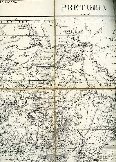 UNE CARTE ENTOILEE DEPLIANTE EN NOIR ET BLANC DE PRETORIA - Flle N55 - AFRIQUE 5rgion australe) - ECHELLE 1 : 2.000.000 / DE DIMENSION 55 Cm X 48 Cm ENVIRON.