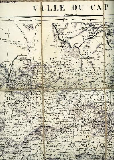 UNE CARTE ENTOILEE DEPLIANTE EN NOIR ET BLANC DE : VOLLE DU CAP - AFRIQUE (Rgion australe) - ECHELLE 1 : 2.000.000 / DE DIMESION 44 Cm X 48 Cm ENVIRON.