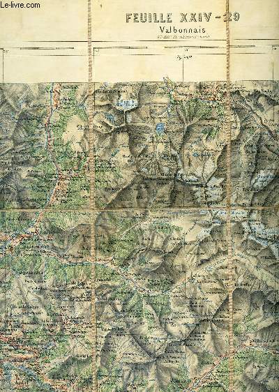 UNE CARTE ENTOILEE DEPLIANTE EN COULEURS DE : VALBONNAIS - FEUILLE XXIV - 229 - ECHELLE DE 1 : 1.000.000 / DE DIMENSION 55 Cm X 70 Cm.