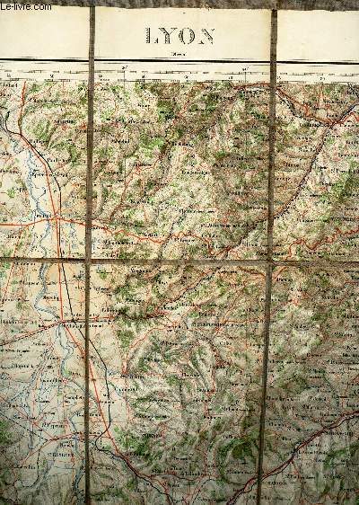 UNE CARTE ENTOILEE DEPLIANTE EN COULEURS DE LYON - Flle N53 - ECHELLE 1 : 200.000 /DE DIMENSION 71 CmX 51 Cm ENVIRON.