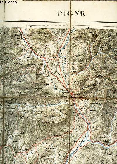 UNE CARTE ENTOILEE DEPLIANTE EN COULEURS DE DIGNE - Flle N67 / ECHELLE 1 : 200.000 / DE DIMENSION 71 Cm X 52 Cm ENVIRON.