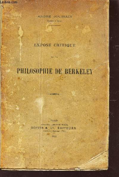 EXPOSE CRITIQUE DE LA PHILOSOPHIE DE BERKELEY