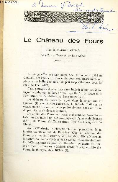 LE CHATEAU DES FOURS / BULLETIN DE LA SOCIETE ARCHEOLOGIQUE DE TARN-ET-GARONNE - ANNEE 1964.