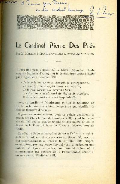 LE CARDINAL PIERRE DES PRES / BULLETIN DE LA SOCIETE ARCHEOLOGIQUE DE TARN-ET-GARONNE - ANNEE 1962