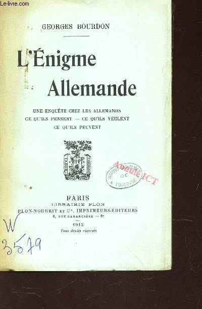 L'ENIGME ALLEMANDE - une enquete chez les allemands ce qu'ils pensent - ce qu'ils veulent ce qu'ils peuvent