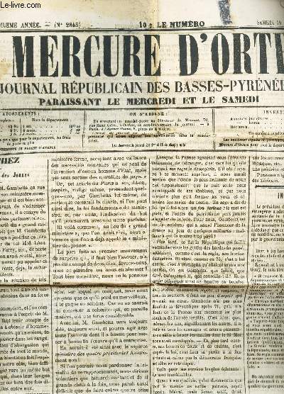 LE MERCURE D'ORTHEZ ET SES BASSES PYRENNES - N2845 - 19 novembre 1881 - 45e anne / Le ministere des jeunes - Nos ministres etc...