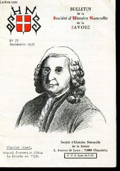 BULLETIN DE LA SOCIETE D'HISTOIRE NATURELLE DE LA SAVOIE / N77 - Septembre 1976 / BOTANIQUE : 