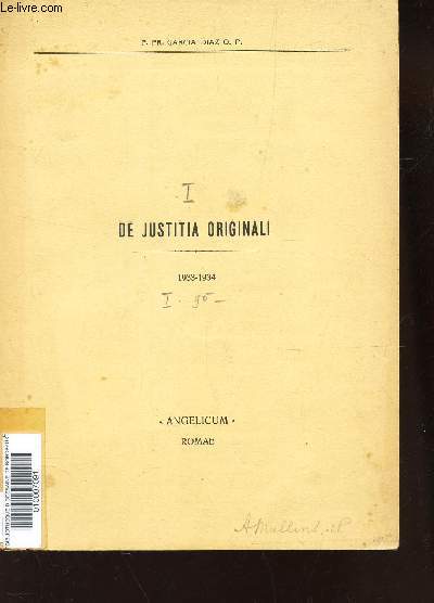 DE JUSTIFICA ORIGINALI - (1933-1934)