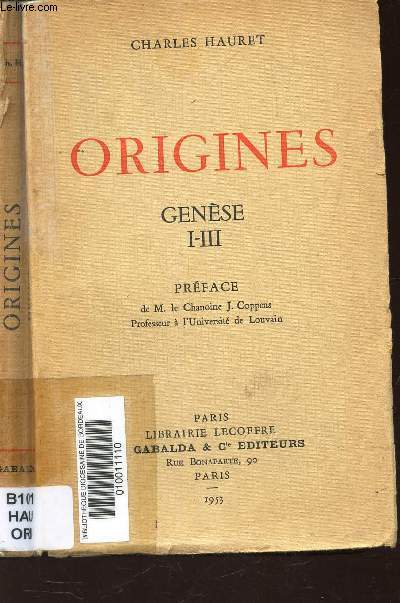 ORIGINES - GENESE - I-III