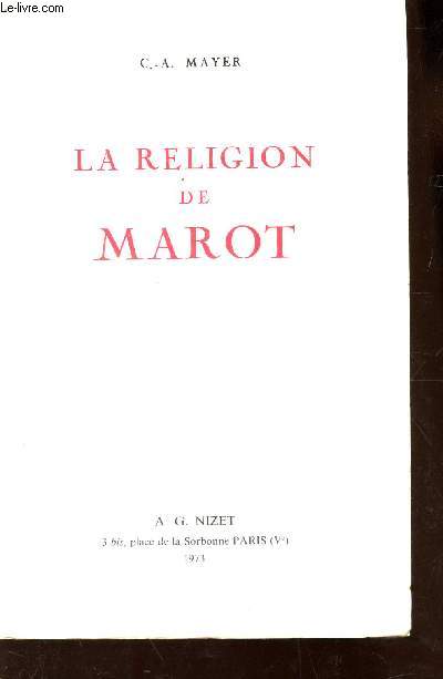 LA RELIGION DE MAROT