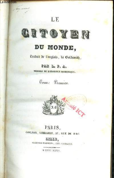 LE CITOYEN DU MONDE - TOME PREMIER